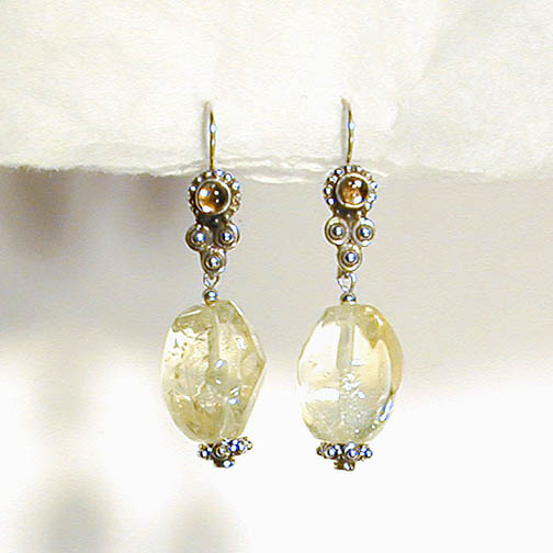 Citrine Nugget Bali Earrings